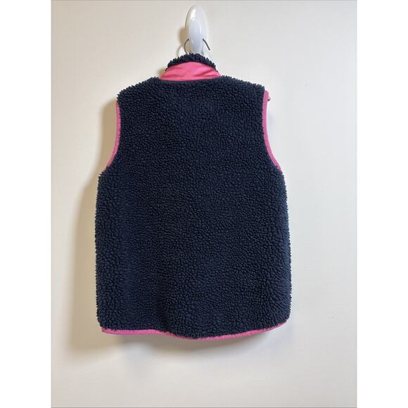 J Crew Kids Silky Warm Plush Sherpa Fleece Pink Satin Preppy Gold Tone Vest 8 - Picture 2 of 8